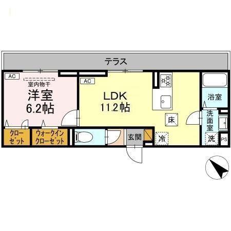D-SOLACE新千葉3丁目(1LDK/1階)の間取り写真