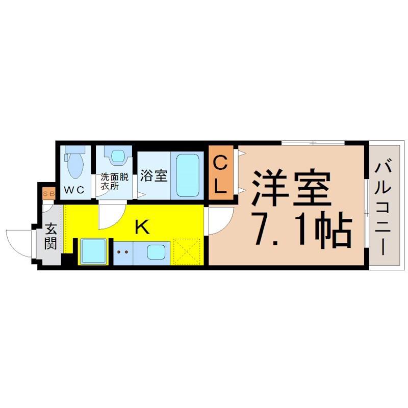リブリ志賀本通(1K/4階)の間取り写真