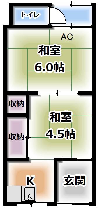 富田文化(2K/1階)の間取り写真