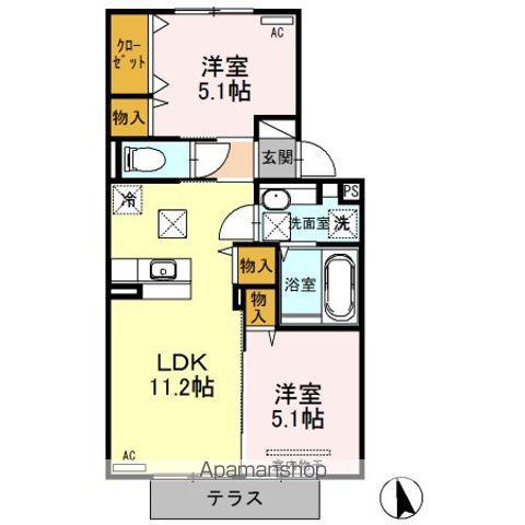 セジュール花みずき A棟(2LDK/1階)の間取り写真