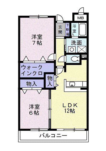 グラン・シャンミリュ-(2LDK/2階)の間取り写真