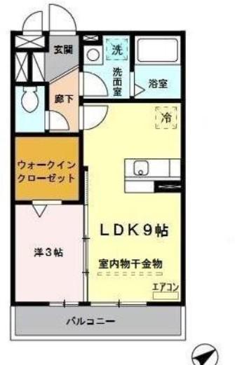 ヴィ―ブル浦和(1LDK/2階)の間取り写真