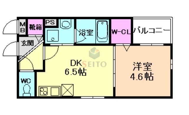 KTIレジデンス三国IV(1DK/1階)の間取り写真