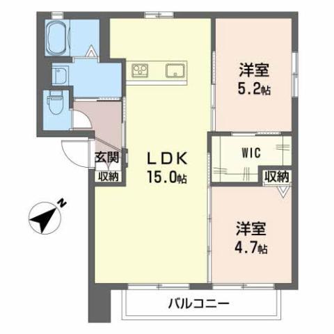 カーレントティエラ(2LDK/2階)の間取り写真