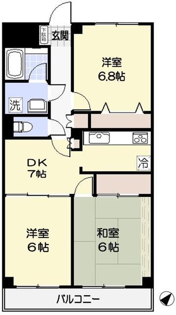 ペアヒルズ大野(3DK/4階)の間取り写真