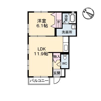 POSTOII号館(1LDK/1階)の間取り写真