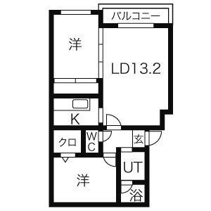 ルネサンス山の手(2LDK/2階)の間取り写真