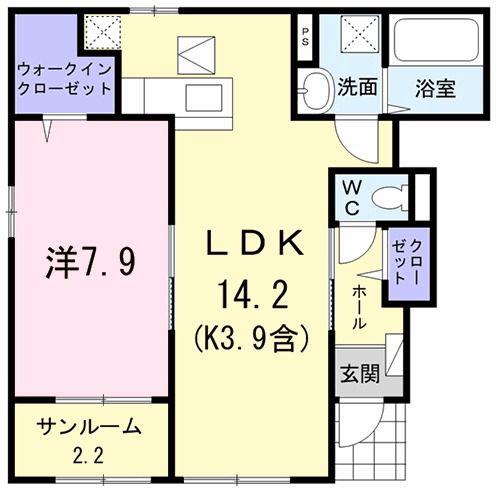 イストワール(1LDK/1階)の間取り写真