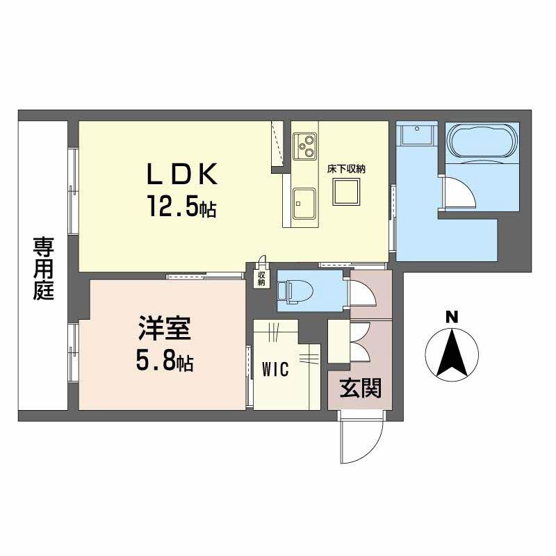 オースピシャス大安寺(1LDK/1階)の間取り写真