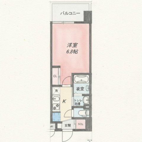 LUXE新大阪Ⅵ(1K/6階)の間取り写真