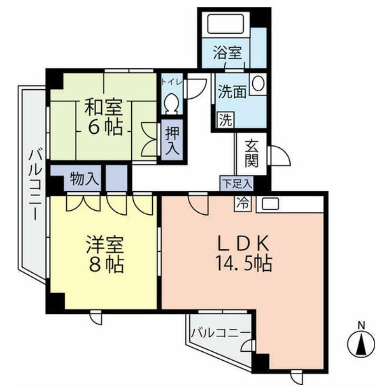 ミナミマチマンション(2LDK/2階)の間取り写真