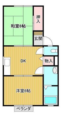 コーポサンシャインB棟(2DK/1階)の間取り写真