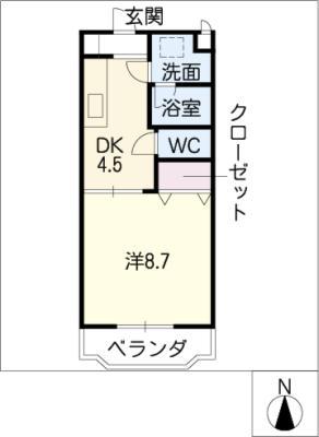 エスポワール(1DK/3階)の間取り写真