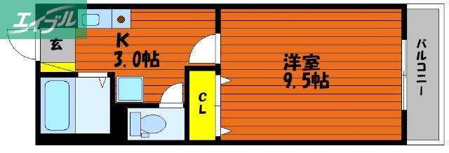 PALAZZOWAKO(1K/2階)の間取り写真