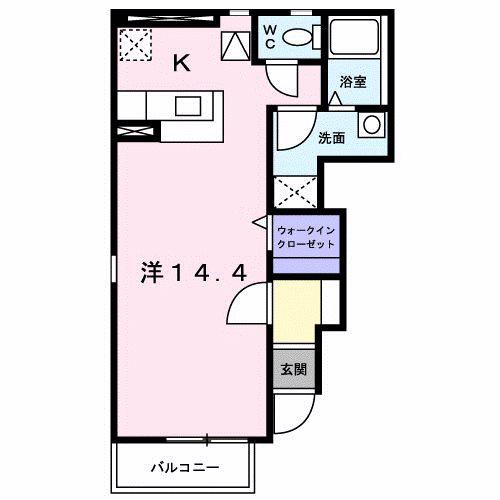 ピュアⅡ(1K/1階)の間取り写真