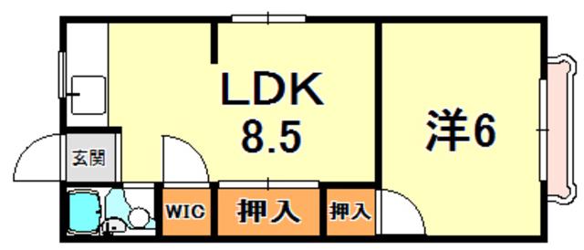 魚崎荘(1LDK/2階)の間取り写真