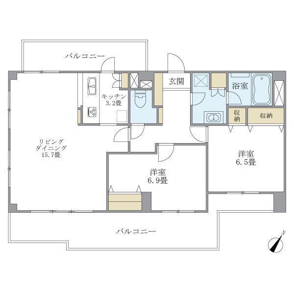 ウヴラージュ広尾(2LDK/6階)の間取り写真