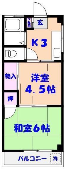 村松ハイツ(2K/3階)の間取り写真