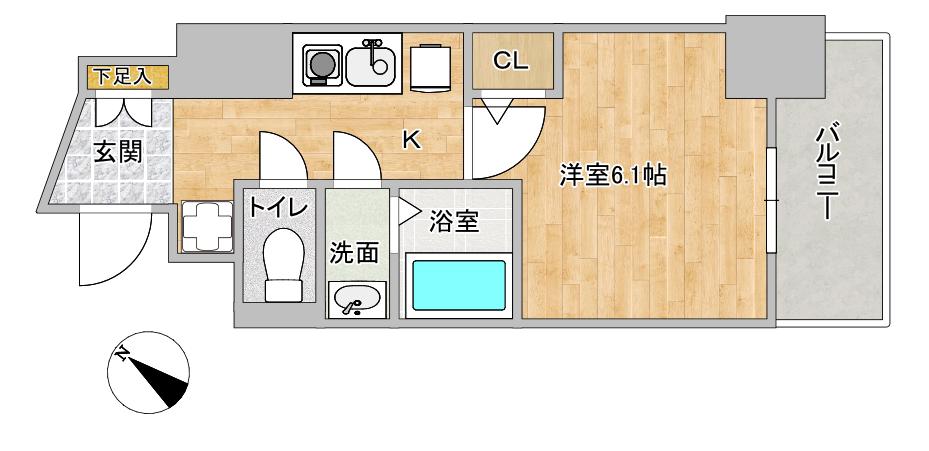 アークグラン大阪ウエスト(1K/10階)の間取り写真