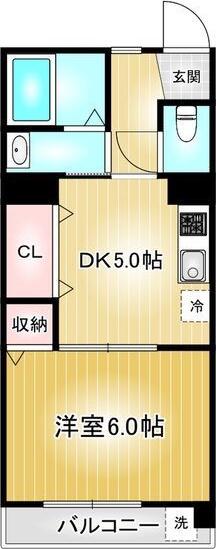グランドマンション向陽(1DK/2階)の間取り写真