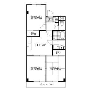 ハイツ須賀(3DK/4階)の間取り写真