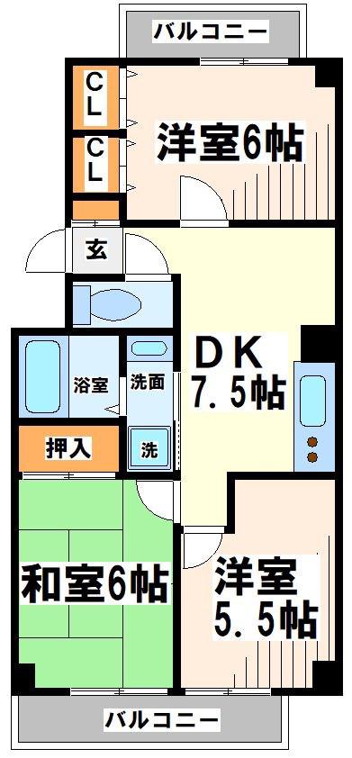 モンレーヴ大町(3DK/4階)の間取り写真