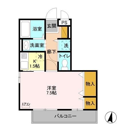 エクシーレ(1K/1階)の間取り写真