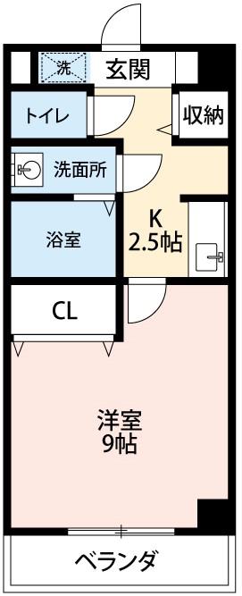 エスパシオ21(1K/4階)の間取り写真
