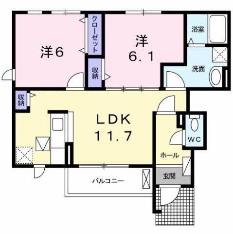 ドリーム シアター(2LDK/1階)の間取り写真