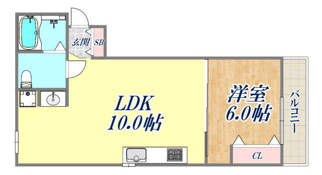 甲子園第ニコーポラス(1LDK/2階)の間取り写真
