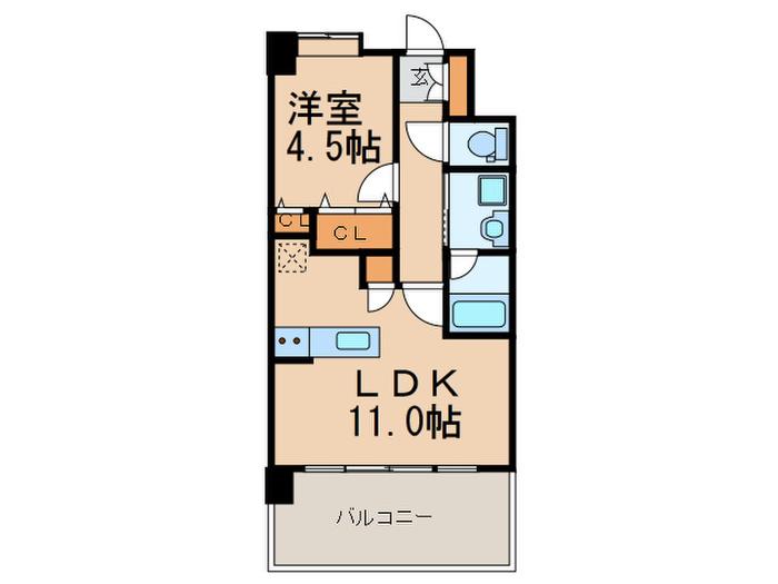サンビーム博多駅南(1LDK/9階)の間取り写真