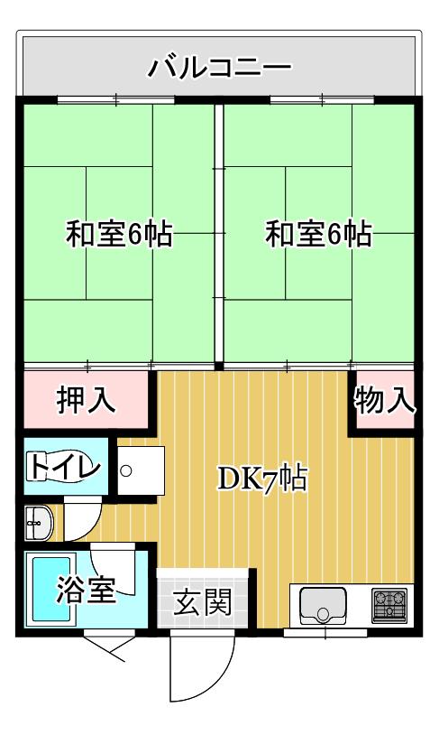 マンション宮下A(2DK/2階)の間取り写真