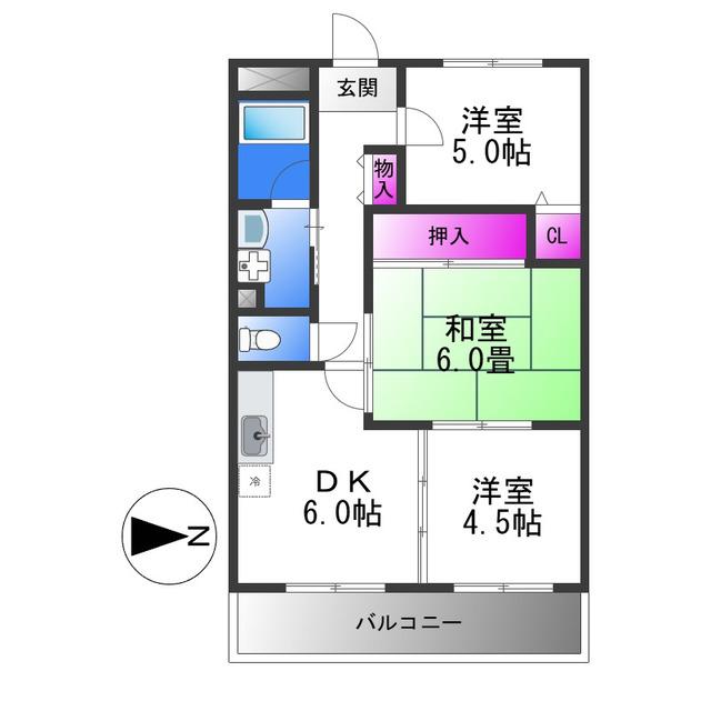 グランドールYII(3DK/3階)の間取り写真