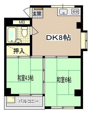 チューマンハイツ(2DK/2階)の間取り写真