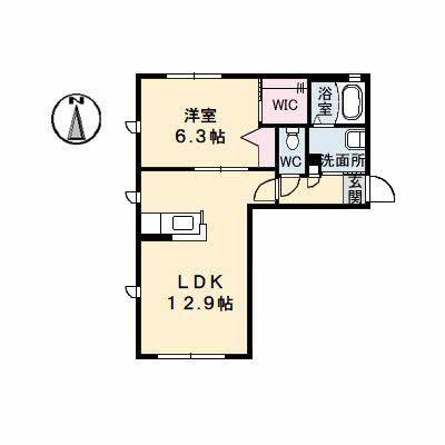 沖洲 清流荘 1(1LDK/1階)の間取り写真