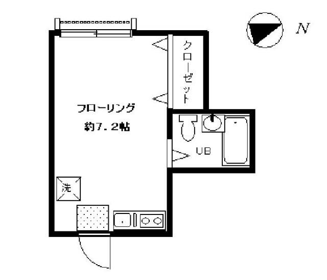 ローズハイツ西新宿(ワンルーム/2階)の間取り写真