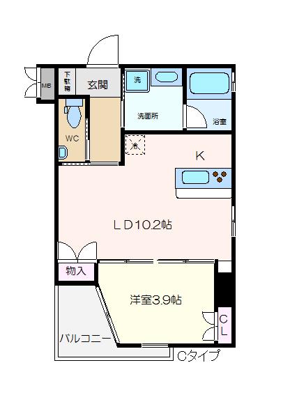 STELLA LUCE 北野坂(1LDK/6階)の間取り写真