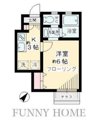グリシーヌ経堂(1K/1階)の間取り写真