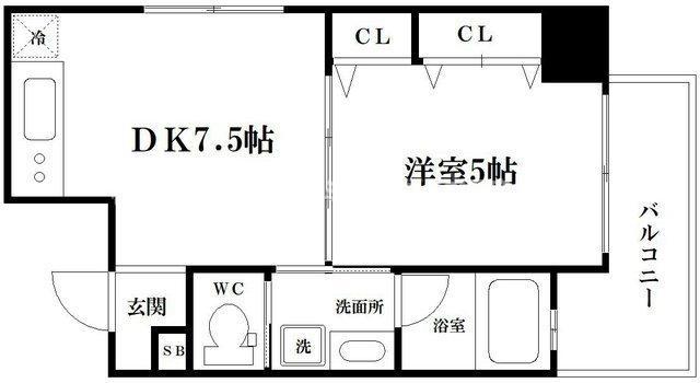 CITY SPIRE日本橋高津(1DK/4階)の間取り写真