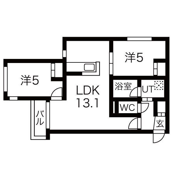 メニーズコート発寒中央(2LDK/1階)の間取り写真