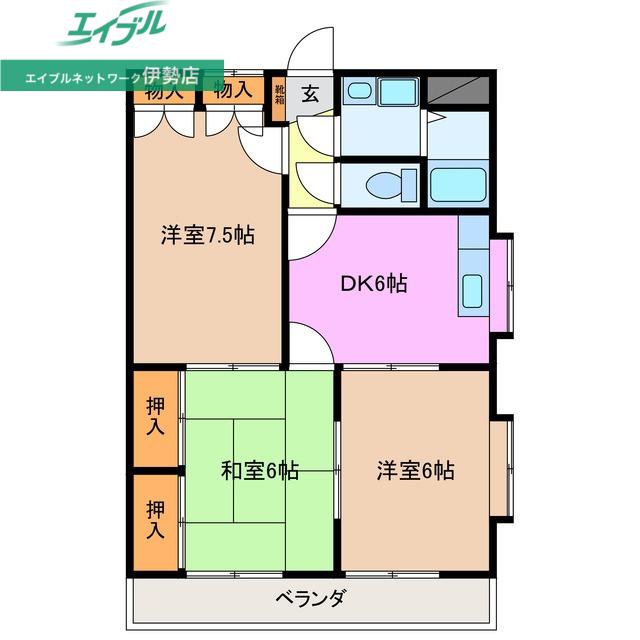 ワンエイム(3DK/3階)の間取り写真