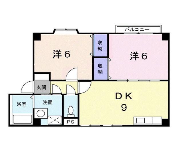 サンドール(2DK/2階)の間取り写真