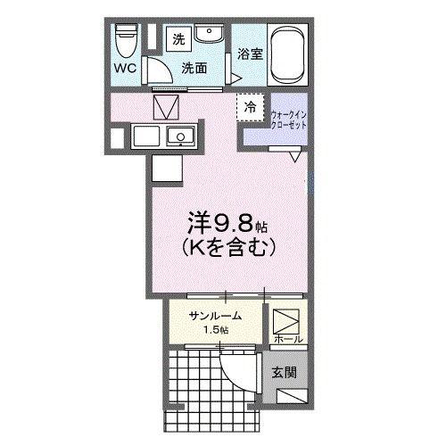 ボーソレイユ(ワンルーム/1階)の間取り写真