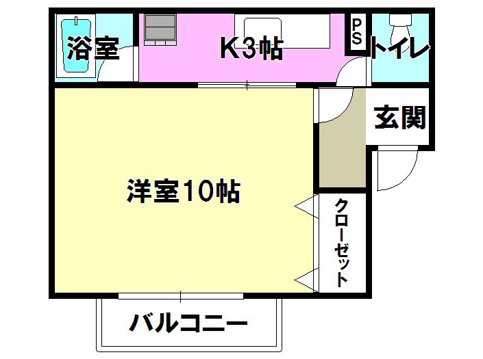 アーベインフラット(1K/2階)の間取り写真