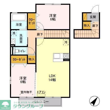 ラ・レアール・パス(2LDK/2階)の間取り写真