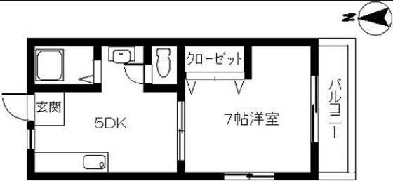 琴荘(1DK/4階)の間取り写真