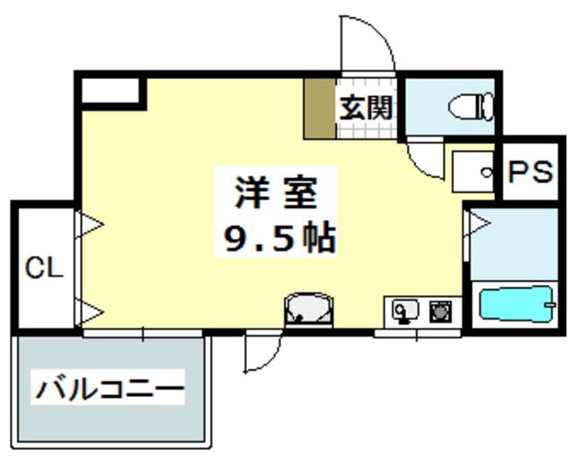 レストフォルム茨木(ワンルーム/3階)の間取り写真