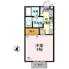 セジュール山田C(1K/1階)の間取り写真