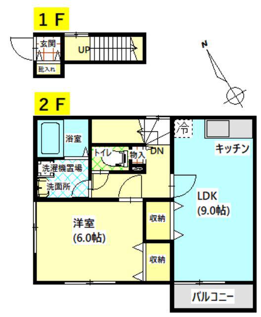 パナメゾン三佑(1LDK/2階)の間取り写真