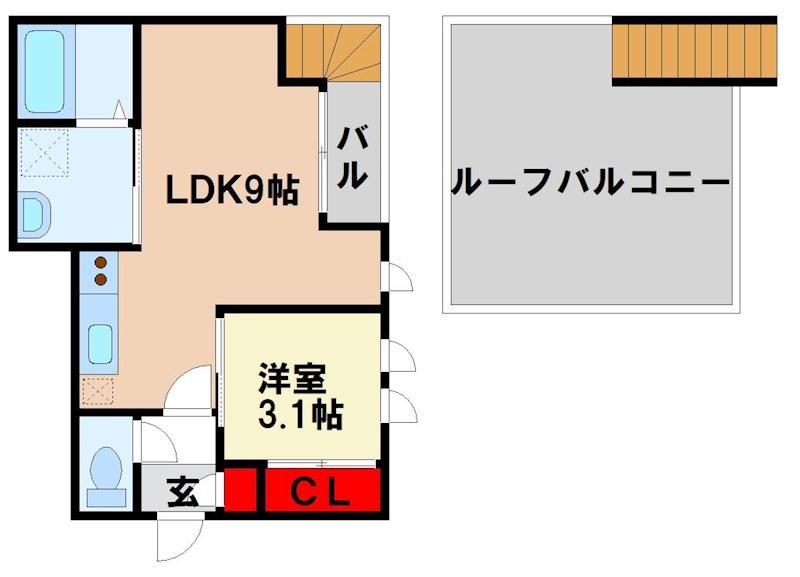 GRANDTIC朝倉(1LDK/2階)の間取り写真